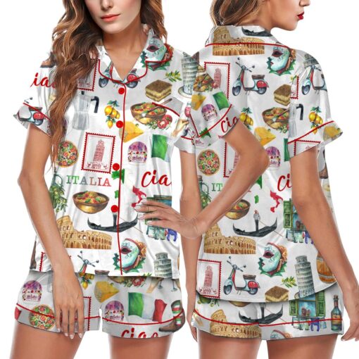 Italy Roman Travel Satin Pajamas Sets