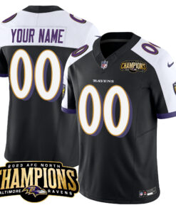 Baltimore Ravens 2023 AFC North Champions Patch Vapor Limited Custom Jersey - All Stitched