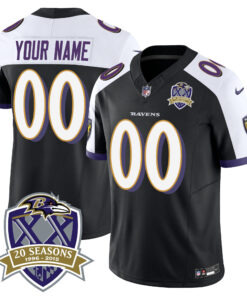 Baltimore Ravens 20th Season Patch Vapor Limited Custom Jersey - All Stitched
