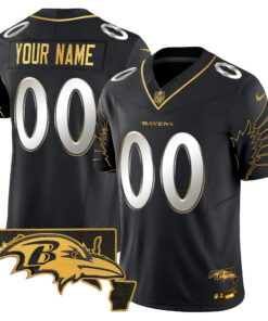 Baltimore Ravens Maryland Patch Gold Vapor Limited Custom Jersey V2 - All Stitched