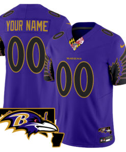 Baltimore Ravens Maryland Patch Vapor Limited Custom Jersey V2 - All Stitched