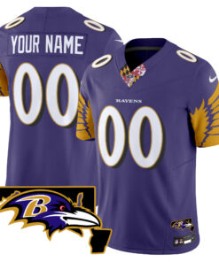 Baltimore Ravens Maryland Patch Vapor Limited Custom Jersey V3 - All Stitched