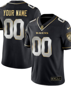 Baltimore Ravens Vapor Gold Custom Name and Number - All Stitched