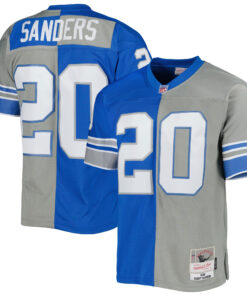 Barry Sanders Detroit Lions 1996 Mitchell & Ness Silver Blue Split Legacy Jersey - All Stitched