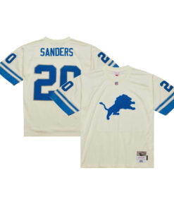 Barry Sanders Mitchell & Ness Cream Detroit Lions Chainstitch Legacy Jersey - All Stitched