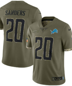 Barry Sanders Olive Detroit Lions 2022 Salute To Service Limited Jersey - All Stitched