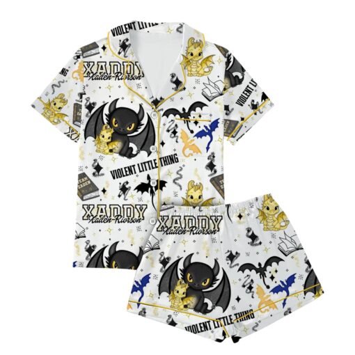 Violent Little Satin Pajamas Set, Dragon Satin Pajamas Set - Image 2