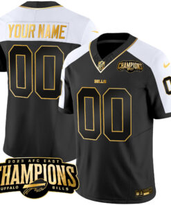 Buffalo Bills 2023 AFC East Champions Patch Gold Vapor Custom Jersey - All Stitched