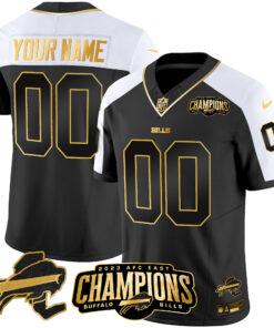 Buffalo Bills 2023 AFC East Champions Patch Gold Vapor Custom Jersey V2 - All Stitched