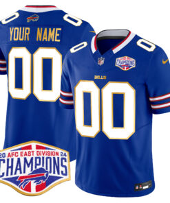 Buffalo Bills 2024 AFC East Division Champions Gold Trim Vapor Limited Custom Jersey - All Stitched