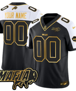 Buffalo Bills 2024 Buffalo Bills Mafia Patch Gold Vapor Limited Custom Jersey - All Stitched