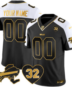 Buffalo Bills O.J. Simpson Patch Gold Vapor Limited Custom Jersey - All Stitched
