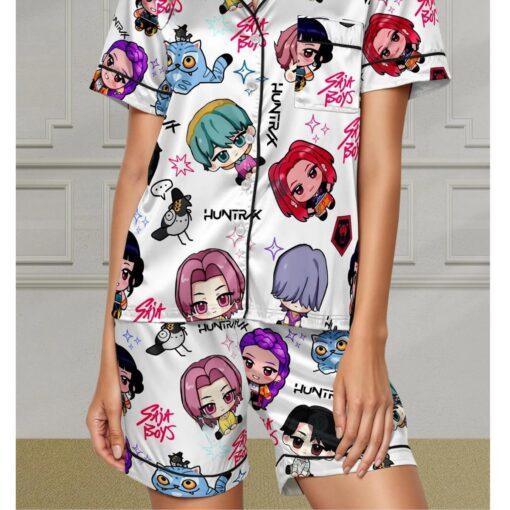 Kpop Demon Hunters Saja Boys Satin Pajama Set For Women - Image 2