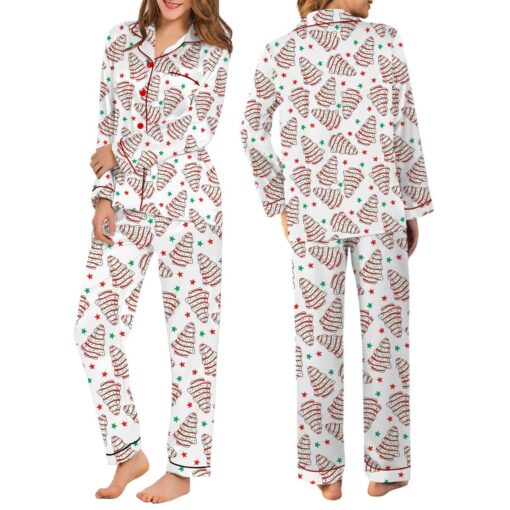 Christmas Tree Snack Cake Satin Pajamas Set - Image 4