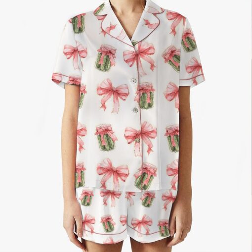 Pickles Coquette Bow Satin Pajama Set For Women - Image 4