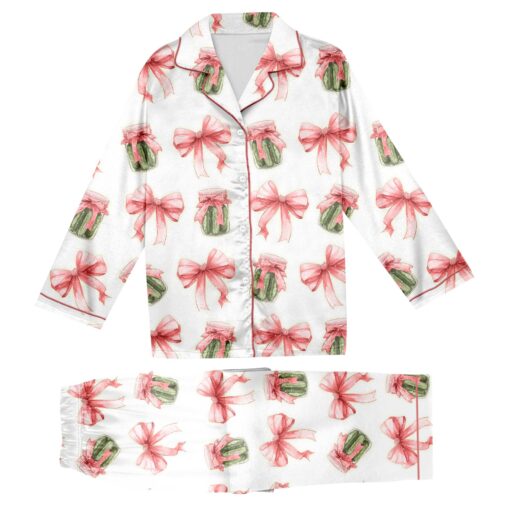 Pickles Coquette Bow Satin Pajama Set For Women - Image 5