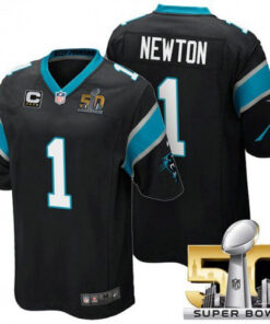 Cam Newton Carolina Panthers Super Bowl 50 Black Jersey - All Stitched