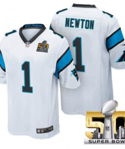 Cam Newton Carolina Panthers Super Bowl 50 White Jersey - All Stitched