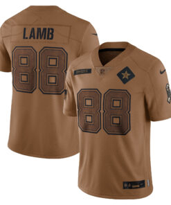 CeeDee Lamb Dallas Cowboys Salute To Service Brown Jersey - All Stitched