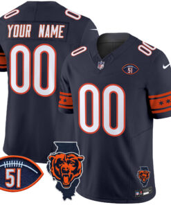 Chicago Bears Illinois & Dick Butkus Patch Vapor Limited Custom Jersey - All Stitched