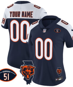 Chicago Bears Illinois Patch Vapor Custom Jersey - All Stitched