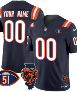 Chicago Bears Illinois Patch Vapor Limited Custom Jersey V2 - All Stitched
