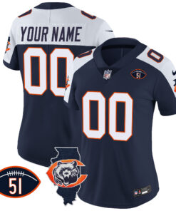 Chicago Bears Throwback Illinois Patch Vapor Custom Jersey - All Stitched