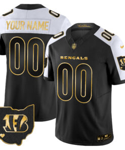 Cincinnati Bengals Ohio Patch Vapor Limited Gold Custom Jersey - All Stitched