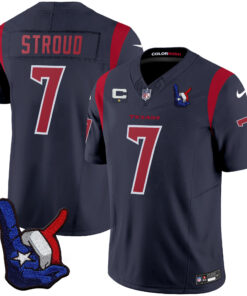 CJ Stroud Houston Texans Color Rush Hand Sign Throwing Up The H Jersey - All Stitched