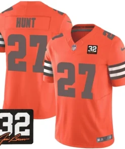 Cleveland Browns Kareem Hunt Orange Jersey - All Stitched