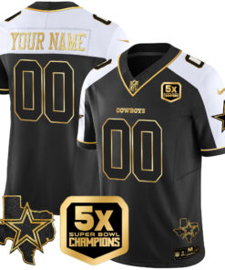 Dallas Cowboys 5x Super Bowl Champions Vapor Limited Custom Jersey - All Stitched