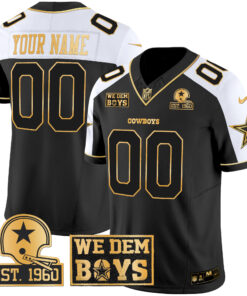 Dallas Cowboys Est. 1960 & We Dem Boyz Patch Gold Vapor Limited Custom Jersey - All Stitched
