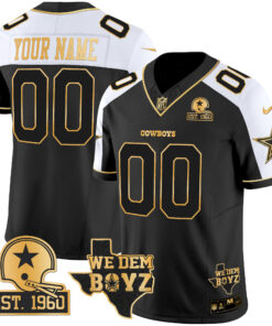 Dallas Cowboys Est. 1960 & We Dem Boyz Patch Gold Vapor Limited Custom Jersey V2 - All Stitched