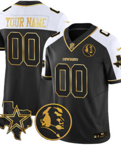 Dallas Cowboys Texas & John Madden Patch Gold Vapor Custom Jersey - All Stitched