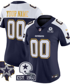 Dallas Cowboys Texas Patch Gold Trim Vapor Custom Jersey - All Stitched