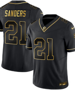 Deion Sanders Atlanta Falcons Black Gold Jersey - All Stitched