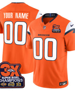 Denver Broncos 3-Time Champions Patch Vapor Limited Custom Jersey - All Stitched