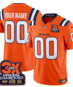 Denver Broncos 3-Time Champions Patch Vapor Limited Custom Jersey V2 - All Stitched