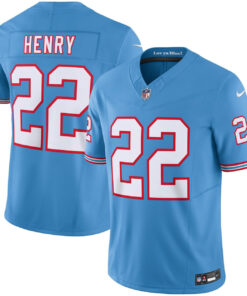 Derrick Henry Tennessee Titans Oilers Throwback Light Blue Jersey – All Stitched