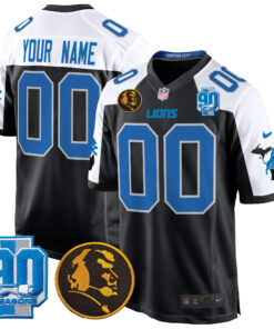 Detroit Lions 2024 90th & John Madden Patch Game Custom Jersey - All Stitched