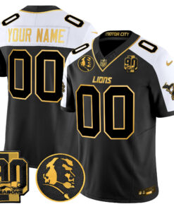 Detroit Lions 2024 90th & John Madden Patch Gold Vapor Limited Custom Jersey - All Stitched