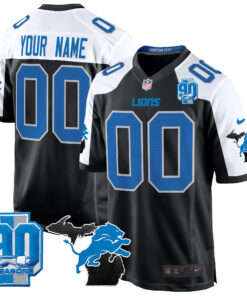 Detroit Lions 2024 Michigan & 90th Year Patch Game Custom Jersey - All Stitched