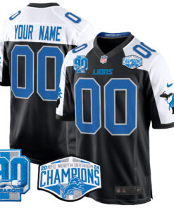 Detroit Lions 2024 NFC North Division Champions Patch Game Custom Jersey - All Stitched