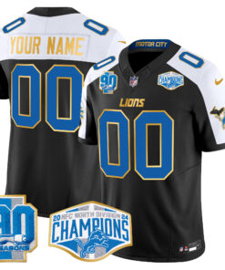 Detroit Lions 2024 NFC North Division Champions Patch Gold Trim Vapor Limited Custom Jersey - All Stitched