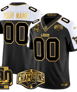 Detroit Lions 2024 NFC North Division Champions Patch Gold Vapor Limited Custom Jersey - All Stitched