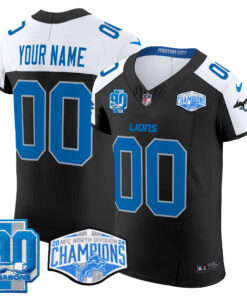 Detroit Lions 2024 NFC North Division Champions Patch Vapor Elite Custom Jersey - All Stitched