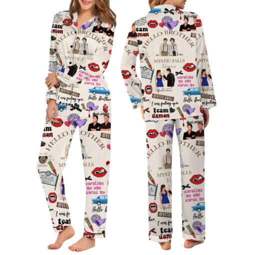 Vampire Diaries Satin Pajamas Set, Hello Brother Holiday Pajamas - Image 7