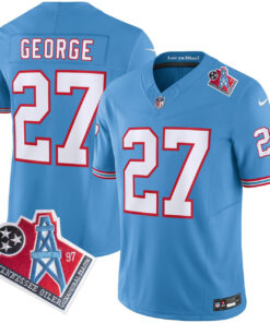 Eddie George Tennessee Titans Light Blue Jersey – All Stitched