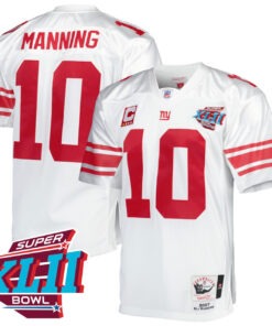 Eli Manning New York Giants White Super Bowl XLII Throwback Jersey - All Stitched