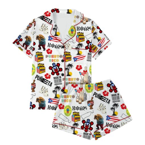 Baile Inolvidable Puerto Rico Satin Pajama Set For Women Print Comfy Satin Pajama Set - Image 2